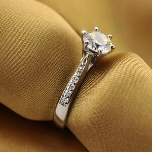 Sterling Silver CZ Diamond Solitaire Ring